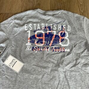 Chaps Men's Fresh‎ Catch Fishing Crew Neck Graphic Tee Gray Medium NEW